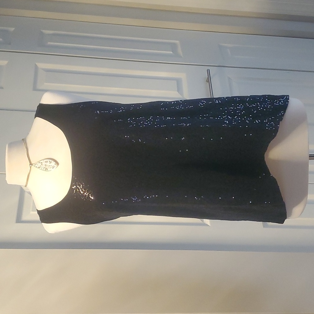 Kate Hill black sequin tank top L